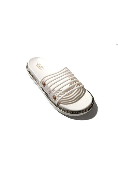 women's white slippers, Black