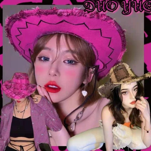 wide brim hats summer fashion cowboy women's pink western style hat frayed edges cool girl men party cowgirl beach travel caps, Blue;gray
wide brim hats summer fashion cowboy women's pink western style hat frayed edges cool girl men party cowgirl beach travel caps, Blue;gray