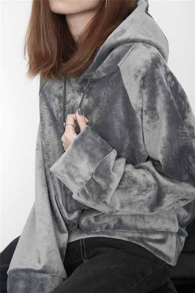 women's hoodies & sweatshirts go further 2021 autumn and winter handsome casual thick loose long-sleeved flat silver hooded women, Black 
women's hoodies & sweatshirts go further 2021 autumn and winter handsome casual thick loose long-sleeved flat silver hooded women, Black