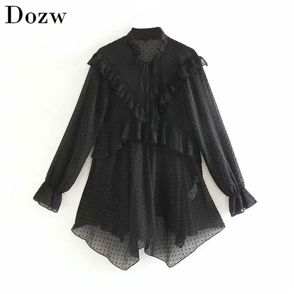 black stylish irregular ruffled chiffon blouse women long sleeve transparent shirt female elegant see through haut femme 210515, White
black stylish irregular ruffled chiffon blouse women long sleeve transparent shirt female elegant see through haut femme 210515, White