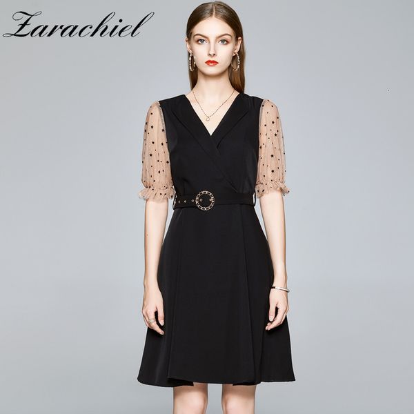 dresses elegant v-neck mesh patchwork sleeve women office ladies sash belt one-piece summer work wear female mini, Black;gray
dresses elegant v-neck mesh patchwork sleeve women office ladies sash belt one-piece summer work wear female mini, Black;gray