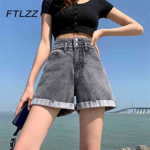 button high waist denim shorts fot women summer loose wide leg jeans female korean vintage gray baggy bottoms 210525, Blue
button high waist denim shorts fot women summer loose wide leg jeans female korean vintage gray baggy bottoms 210525, Blue