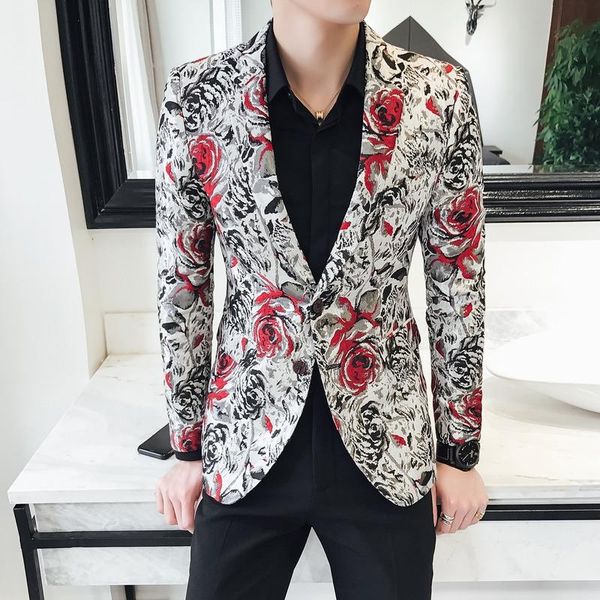 men's suits & blazers 2021 menswear british style printed suit fashion large one button coat, White;black
men's suits & blazers 2021 menswear british style printed suit fashion large one button coat, White;black