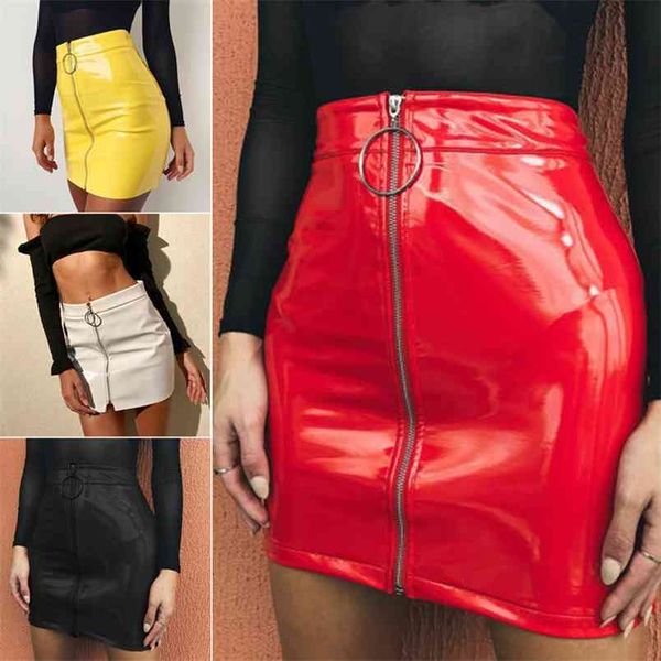 women skirt pu leather female high waist front zip elegant ladies pencil bodycon outfits girl mini clothing 210522, Black
women skirt pu leather female high waist front zip elegant ladies pencil bodycon outfits girl mini clothing 210522, Black