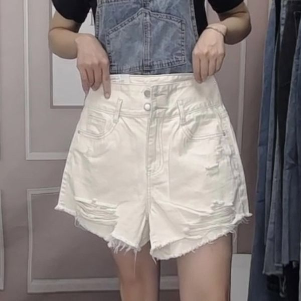 women's shorts 2021 summer new fashion ragged hole high waist denim pants straight loose do not return or change, White;black
women's shorts 2021 summer new fashion ragged hole high waist denim pants straight loose do not return or change, White;black