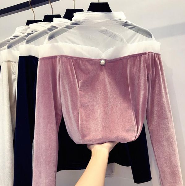 women's blouses & shirts 2021 korean fashion spring sweet gauze splice long sleeve blouse female high collar velvet shirt basic, White
women's blouses & shirts 2021 korean fashion spring sweet gauze splice long sleeve blouse female high collar velvet shirt basic, White