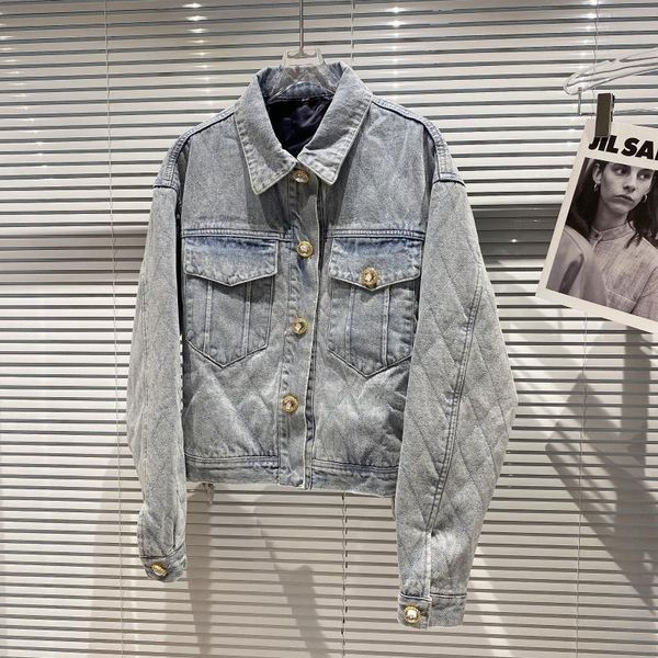 women's jackets 2021 diamond lattice embossed cotton washed white quilted denim jacket 1021, Black;brown
women's jackets 2021 diamond lattice embossed cotton washed white quilted denim jacket 1021, Black;brown