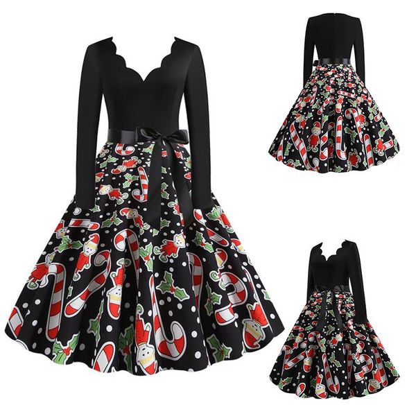 casual dresses 2021 lady's latest christmas print and trim dress, Black;gray
casual dresses 2021 lady's latest christmas print and trim dress, Black;gray