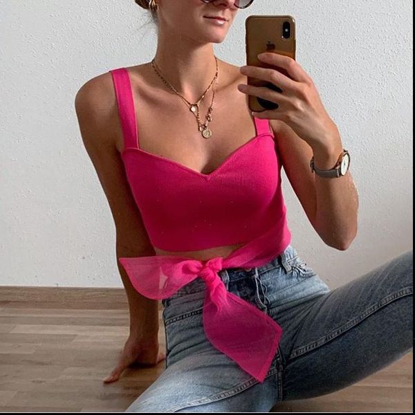 pink backless womens tank knitted short blouse shirt women v neck bow slim sling feminine summer holiday, White
pink backless womens tank knitted short blouse shirt women v neck bow slim sling feminine summer holiday, White