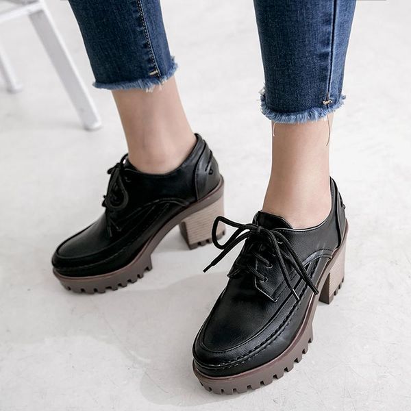 dress shoes womens british punk roman high block chunky heel lace up pumps date casual, Black
dress shoes womens british punk roman high block chunky heel lace up pumps date casual, Black