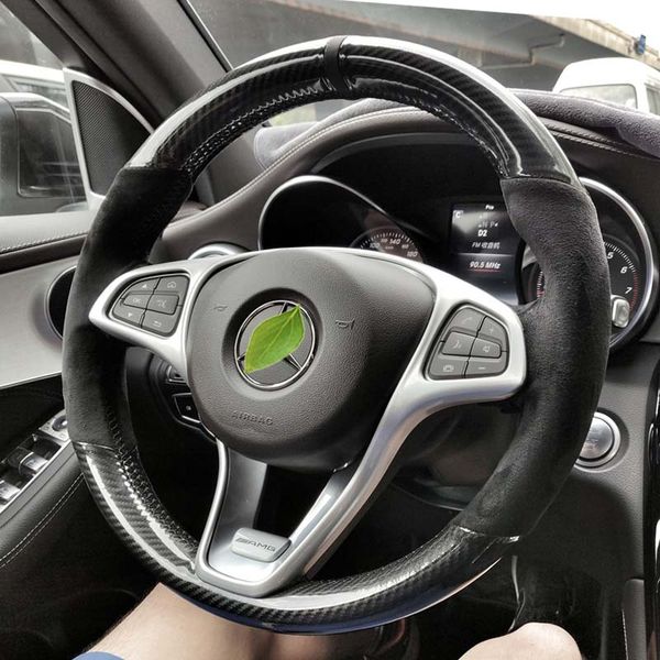 new pattern 5d carbon fiber & black suede leather steering wheel red stitch on wrap cover fit for mercedes-benz w176 a180 a200 b180 b200
new pattern 5d carbon fiber & black suede leather steering wheel red stitch on wrap cover fit for mercedes-benz w176 a180 a200 b180 b200