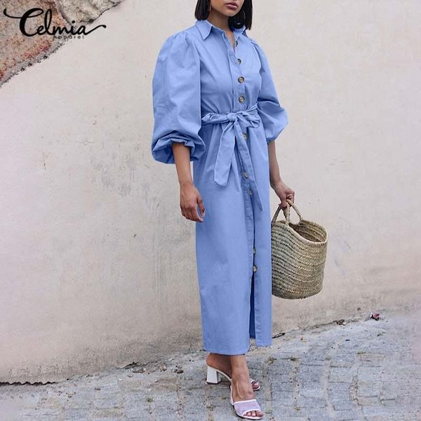 autumn fashion solid lapel shirt dress celmia women puff sleeve office loose vestidos party robe with belted casual dresses, Black;gray
autumn fashion solid lapel shirt dress celmia women puff sleeve office loose vestidos party robe with belted casual dresses, Black;gray