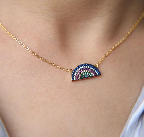 pendant necklaces half rainbow multi color cz charm necklace for women jewelry black blue purple stone 40+5cm extend, Silver
pendant necklaces half rainbow multi color cz charm necklace for women jewelry black blue purple stone 40+5cm extend, Silver