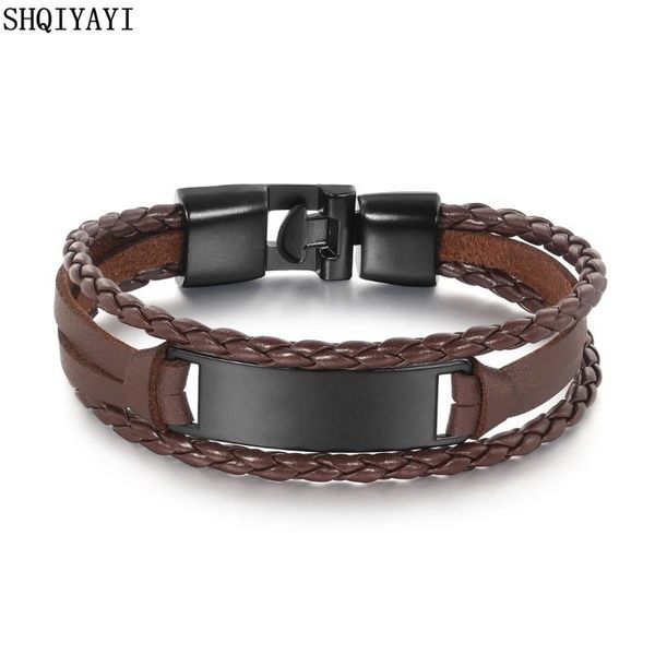 link, chain shqiyayi handmade leather cuffs bracelets korean men female casual bangles 316l stainless steel accessories vintage 1301, Black
link, chain shqiyayi handmade leather cuffs bracelets korean men female casual bangles 316l stainless steel accessories vintage 1301, Black