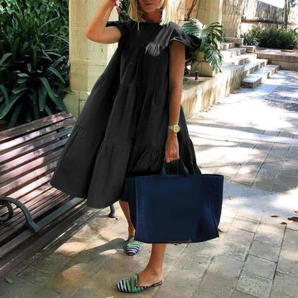 casual dresses women solid color dress o neck ruffled short sleeve large hem a line knee-length loose midi wedding party travel, Black;gray
casual dresses women solid color dress o neck ruffled short sleeve large hem a line knee-length loose midi wedding party travel, Black;gray