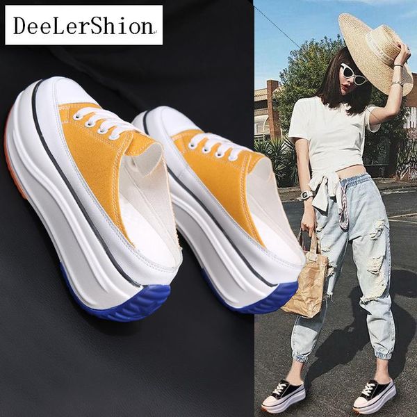 summer half slippers baotou without heel inside increase women's sneakers outdoor canvas walking shoes women sandals, Black
summer half slippers baotou without heel inside increase women's sneakers outdoor canvas walking shoes women sandals, Black
