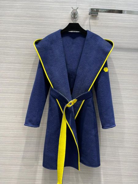 women's wool & blends luxury designer autumn coat fashion brand clothing female hoodie jacket vintage overcoat matching belt, Black
women's wool & blends luxury designer autumn coat fashion brand clothing female hoodie jacket vintage overcoat matching belt, Black