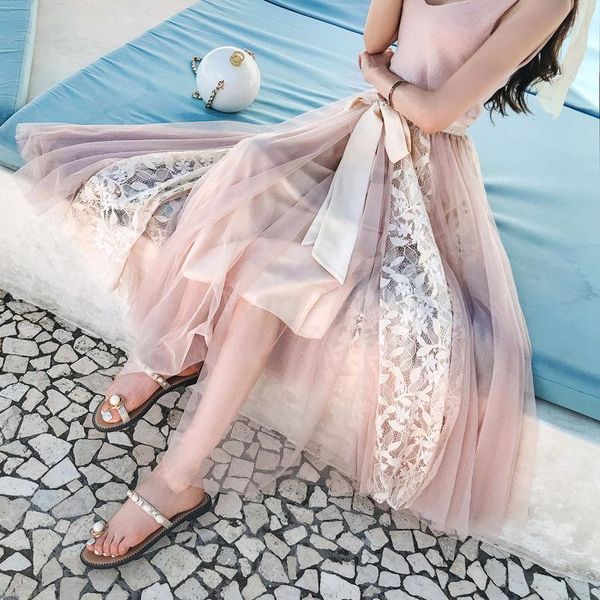 spring summer bow tie high-waist lace embroidery stitching large-line mesh skirt half-length long a-line skirts, Black
spring summer bow tie high-waist lace embroidery stitching large-line mesh skirt half-length long a-line skirts, Black