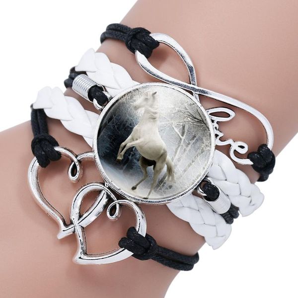 charm bracelets trendy horse po glass cabochon black white multilayer leather bracelet for women heart infinity gifts, Golden;silver
charm bracelets trendy horse po glass cabochon black white multilayer leather bracelet for women heart infinity gifts, Golden;silver