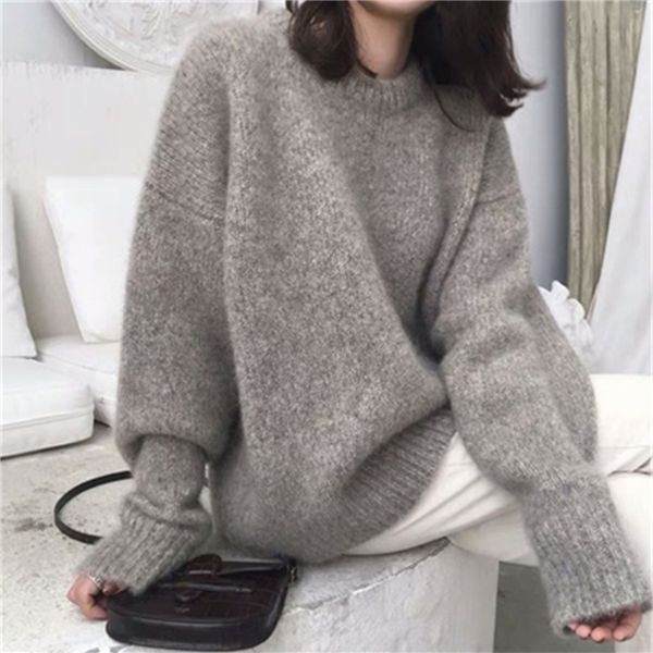 han gray sweater women's autumn and winter retro style western loose inner pullover knitted outer wear 211215, White;black
han gray sweater women's autumn and winter retro style western loose inner pullover knitted outer wear 211215, White;black