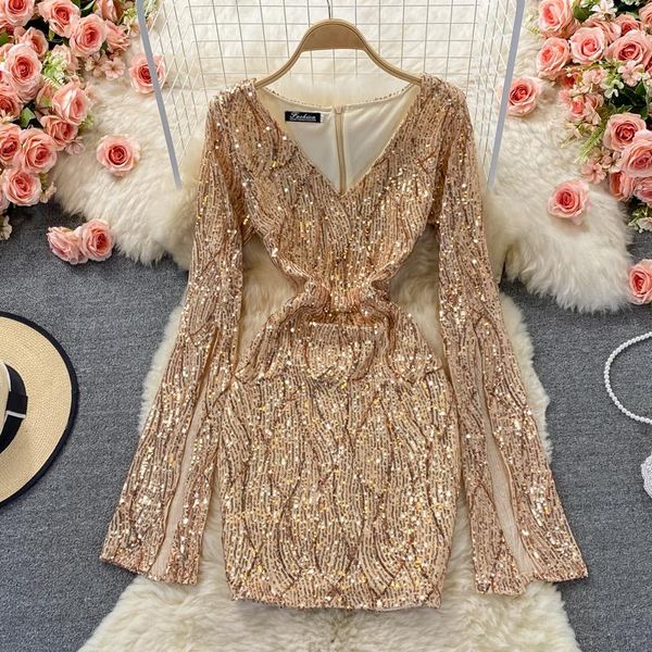 casual dresses fall 2021 sequined v-neck cuff long sleeve high waist slimming and short small sheath dress, Black;gray
casual dresses fall 2021 sequined v-neck cuff long sleeve high waist slimming and short small sheath dress, Black;gray