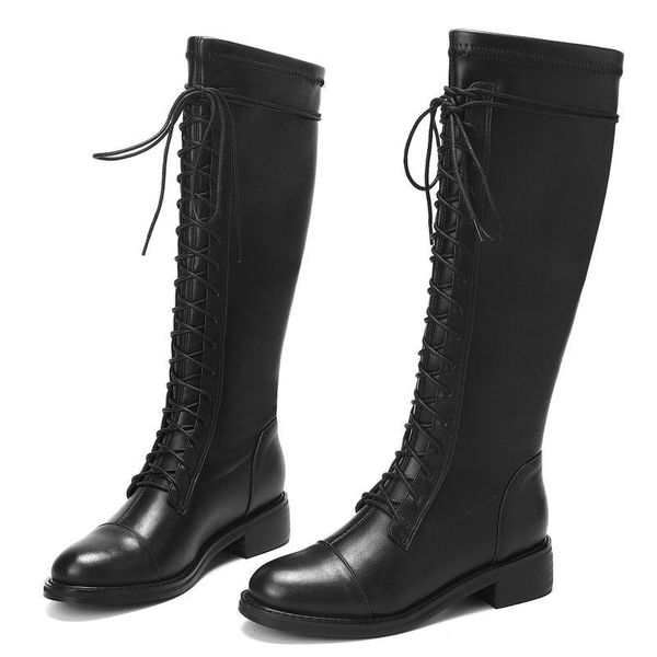 boots round toe knee high 2021 winter lace up genuine leather shoes woman med heels party basic thick, Black
boots round toe knee high 2021 winter lace up genuine leather shoes woman med heels party basic thick, Black