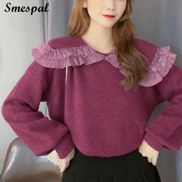 women's sweaters women turn down neck knit soft touch sweater pullover girls cute frill lace patch collar long sleeve knitted jumpers, White;black
women's sweaters women turn down neck knit soft touch sweater pullover girls cute frill lace patch collar long sleeve knitted jumpers, White;black