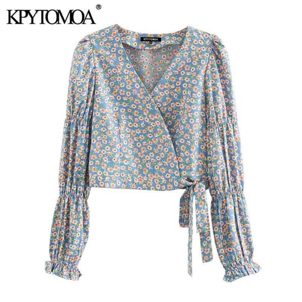 kyotomoa women fashion floral print wrap cropped blouses vintage puff sleeve side bow tied female shirts blusas chic 210420, White
kyotomoa women fashion floral print wrap cropped blouses vintage puff sleeve side bow tied female shirts blusas chic 210420, White