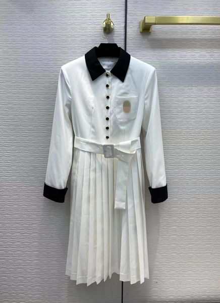 designer dresses 2021 autumn winter lapel neck long sleeve pleated dress fashion milan runway brand same style skirts women's 1014-15, Black
designer dresses 2021 autumn winter lapel neck long sleeve pleated dress fashion milan runway brand same style skirts women's 1014-15, Black