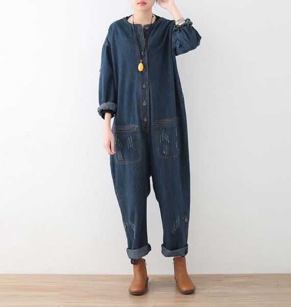 women's jumpsuits & rompers 18 spring women vintage cotton cowboy solid comfortably pockets loose casual straight pants, Black;white
women's jumpsuits & rompers 18 spring women vintage cotton cowboy solid comfortably pockets loose casual straight pants, Black;white
