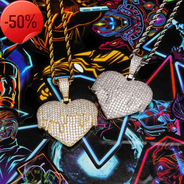 creative colorful zircon melting love pendant hip hop necklace, Silver
creative colorful zircon melting love pendant hip hop necklace, Silver