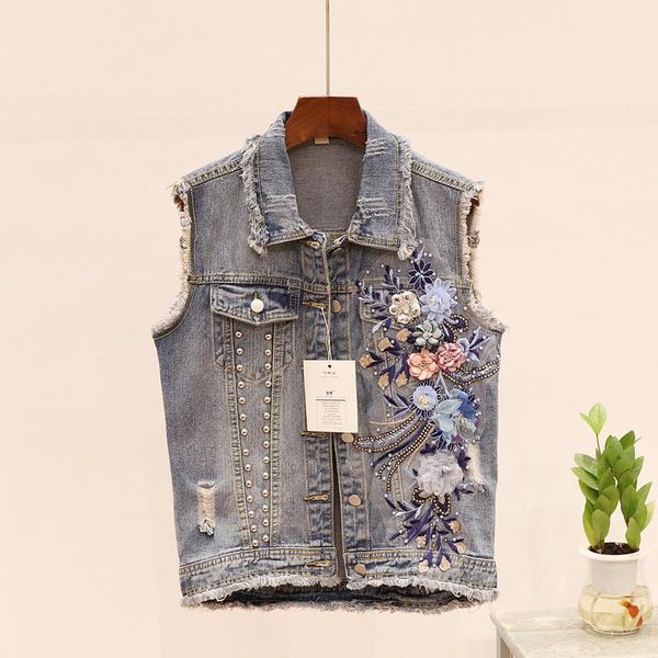 women's vests korean fashion women jeans vest waistcoat beading flower applique frayed slim denim female casual sleeveless jacket coat, Black;white
women's vests korean fashion women jeans vest waistcoat beading flower applique frayed slim denim female casual sleeveless jacket coat, Black;white