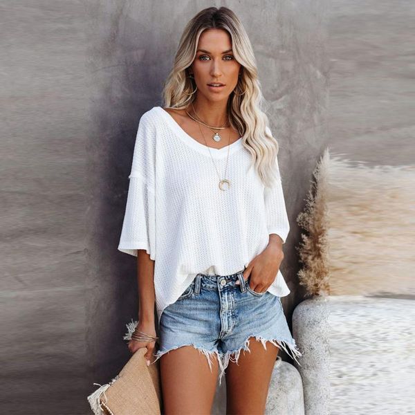 rosy/black/white v neck short sleeve knit tee casual t-shirt solid color tees women's clothing t shirt top
rosy/black/white v neck short sleeve knit tee casual t-shirt solid color tees women's clothing t shirt top