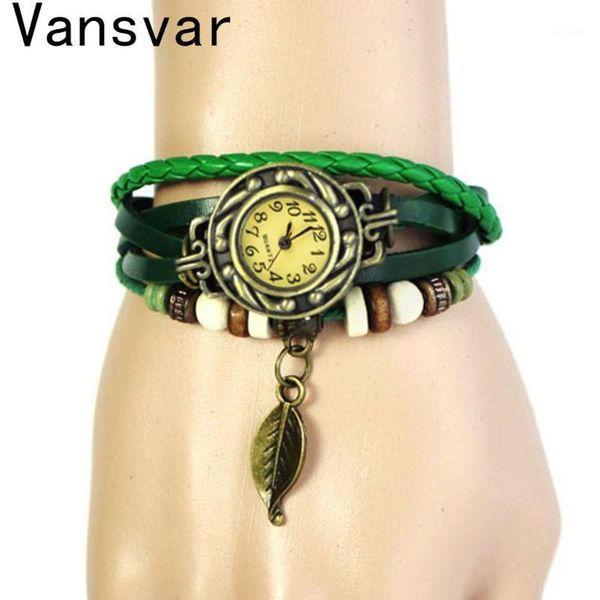 vansvar women genuine leather vintage quartz dress watch bracelet wrap leaf beads wrist watches fast wristwatches, Slivery;brown
vansvar women genuine leather vintage quartz dress watch bracelet wrap leaf beads wrist watches fast wristwatches, Slivery;brown