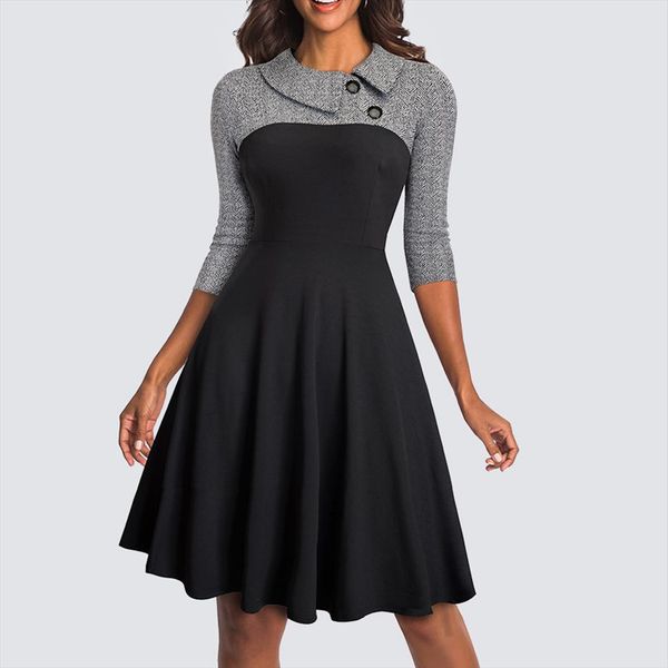 vintage fit and flare swing womens dress skater work business office party casual ha136, Black;gray
vintage fit and flare swing womens dress skater work business office party casual ha136, Black;gray