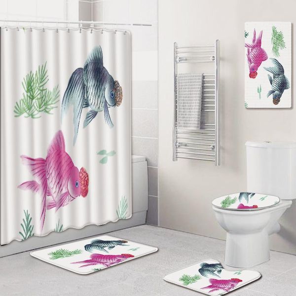 bath mats 5pcs bathroom set watercolor aquarelle fish shower curtain waterproof+bath rug non slip+shower mat suction+toilet seat cover
bath mats 5pcs bathroom set watercolor aquarelle fish shower curtain waterproof+bath rug non slip+shower mat suction+toilet seat cover