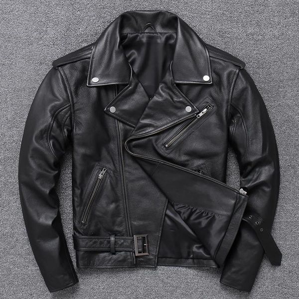 men's leather & faux departmant of japanese and korean man head layer cowhide male wind locomotive lear upper body suit jacket coat, Black
men's leather & faux departmant of japanese and korean man head layer cowhide male wind locomotive lear upper body suit jacket coat, Black