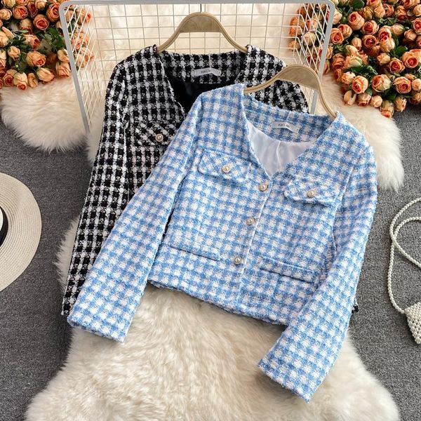 women's jackets small fragrance tweed jacket coat 2021 autumn winter french vintage slim woolen short coats women streetwear outwear cr, Black;brown
women's jackets small fragrance tweed jacket coat 2021 autumn winter french vintage slim woolen short coats women streetwear outwear cr, Black;brown