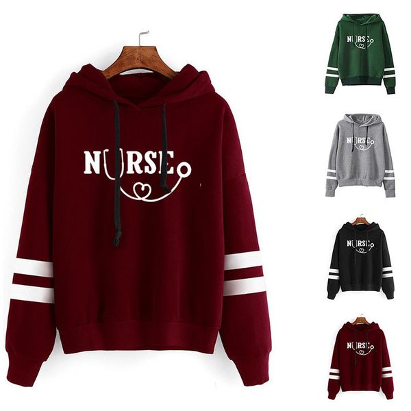 women hoodie nurse stethoscope printed s double striped long sleeve fleece sweatshirt with hat girls pullovers, Black
women hoodie nurse stethoscope printed s double striped long sleeve fleece sweatshirt with hat girls pullovers, Black