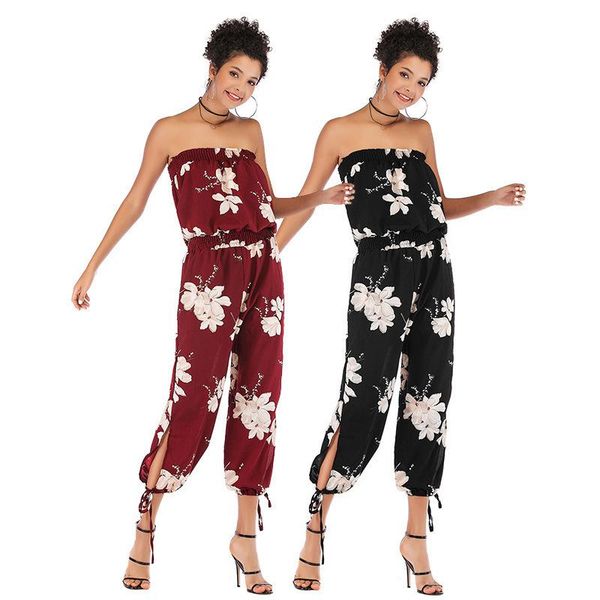 women's jumpsuits & rompers 2021 summer fashion wear one word collar nine points pants printing chiffon siamese womens jumpsuit romper, Black;white
women's jumpsuits & rompers 2021 summer fashion wear one word collar nine points pants printing chiffon siamese womens jumpsuit romper, Black;white
