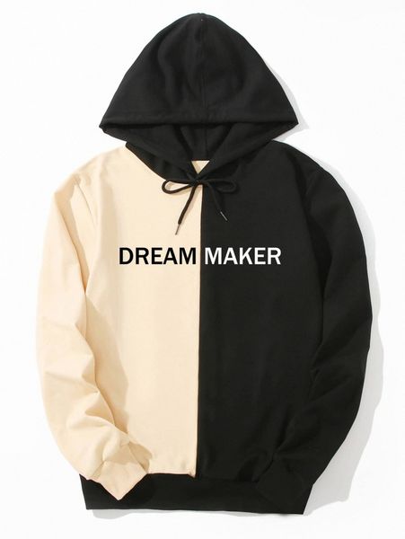 men 1pc letter graphic two tone drawstring hoodie q9bk#, Black
men 1pc letter graphic two tone drawstring hoodie q9bk#, Black
