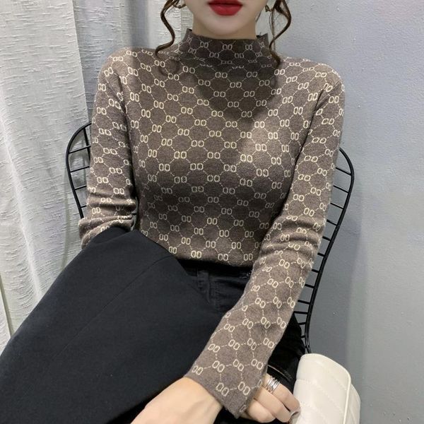 half high neck jacquard pullover for women with thickened autumn and winter dress women's t-shirt, White
half high neck jacquard pullover for women with thickened autumn and winter dress women's t-shirt, White