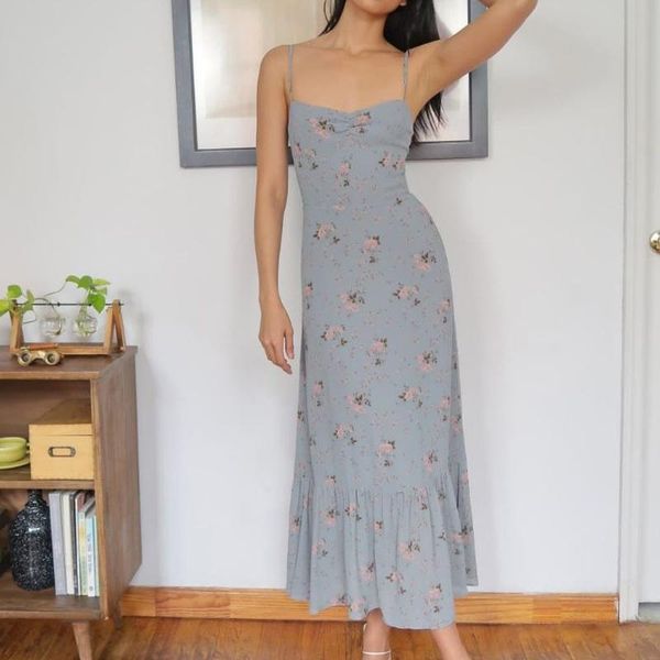 casual dresses eleagnt ruched long spaghetti strap vintage floral print blue summer cottagecore dress elastic party ruffles vestido, Black;gray
casual dresses eleagnt ruched long spaghetti strap vintage floral print blue summer cottagecore dress elastic party ruffles vestido, Black;gray