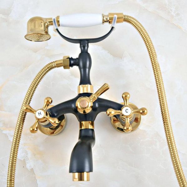 black gold color brass wall mount bathroom tub faucet dual cross handles telephone style hand shower clawfoot filler ana410 sets
black gold color brass wall mount bathroom tub faucet dual cross handles telephone style hand shower clawfoot filler ana410 sets
