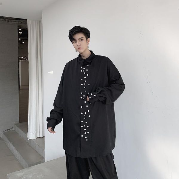 men's casual shirts long sleeve button niche design large size loose black department shirt japanese street style hip hop, White;black
men's casual shirts long sleeve button niche design large size loose black department shirt japanese street style hip hop, White;black