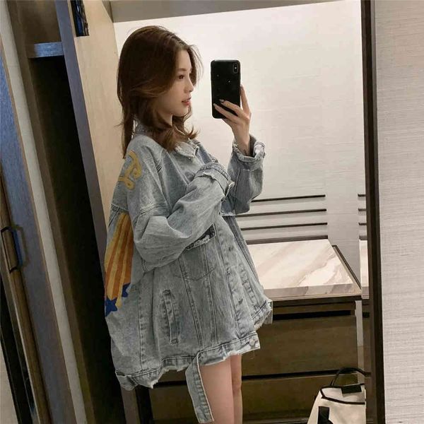 women's jackets torn blue letter embroidered pockets distressed button jean jackets loose vintage women denim gothic hippie jacket wear, Black;brown
women's jackets torn blue letter embroidered pockets distressed button jean jackets loose vintage women denim gothic hippie jacket wear, Black;brown