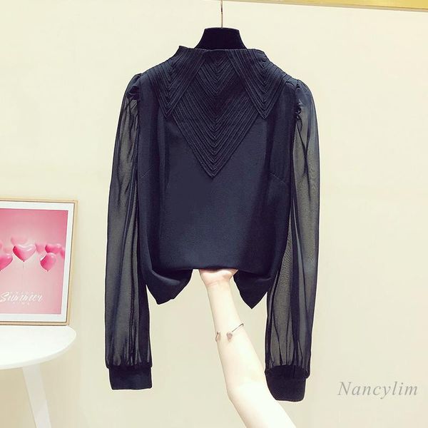 women's blouses & shirts turtleneck chiffon shirt woman 2021 autumn fashion three-dimensional linear pattern temperament black blusas, White
women's blouses & shirts turtleneck chiffon shirt woman 2021 autumn fashion three-dimensional linear pattern temperament black blusas, White