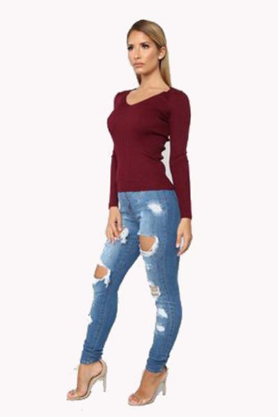 women skinny ripped hole jeans push up mid waist denim pant ladies casual slim fit long pants female trousers updated, Blue
women skinny ripped hole jeans push up mid waist denim pant ladies casual slim fit long pants female trousers updated, Blue