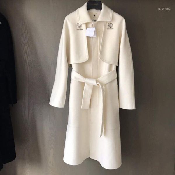 women's wool & blends arrival autumn winter white woolen overcoat women loose fashion belted long outwear, Black
women's wool & blends arrival autumn winter white woolen overcoat women loose fashion belted long outwear, Black
