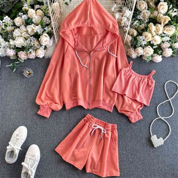 sportswear 3 piece set women's tracksuits solid crop long sleeve hooded jacket coat+shorts female workout fitness clothing 210603, White
sportswear 3 piece set women's tracksuits solid crop long sleeve hooded jacket coat+shorts female workout fitness clothing 210603, White